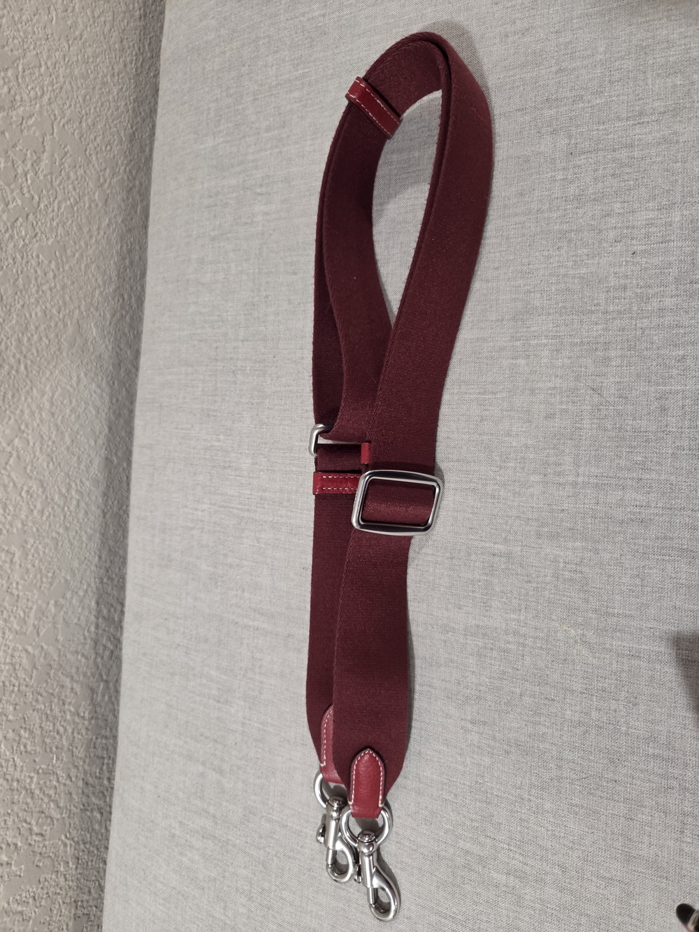 Coach Red Pebbled Leather Tote with Branded Webbing Straps - Picture 7 of 10